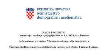 Opremanje i uređenje dječjeg igrališta na k.č. 942/1, k.o. Funtana - Sufinancirano sredstvima Ministarstva demografije i useljeništva