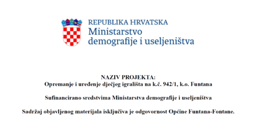 Opremanje i uređenje dječjeg igrališta na k.č. 942/1, k.o. Funtana - Sufinancirano sredstvima Ministarstva demografije i useljeništva